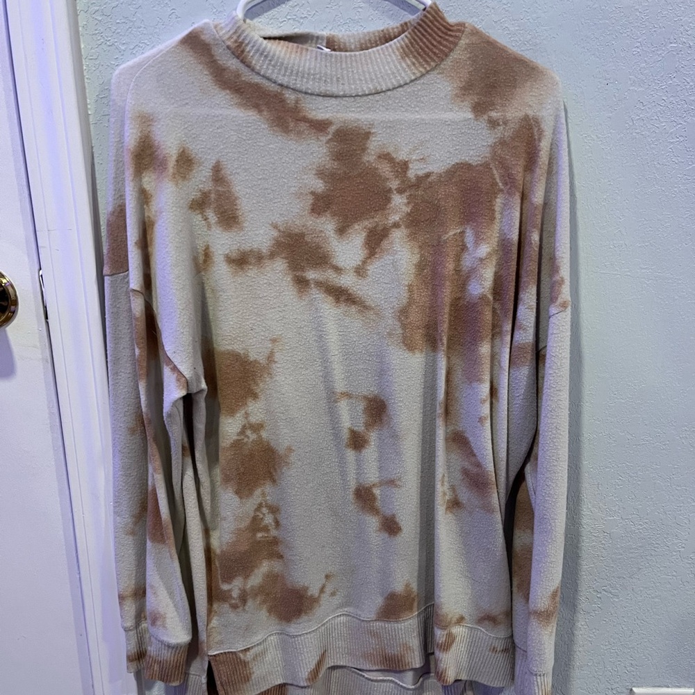 New Directions Crewneck Sweater Brown and Cream